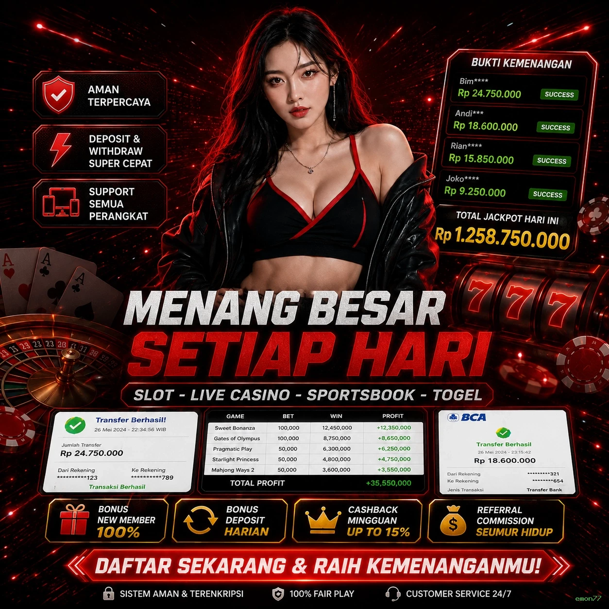 Ikon aplikasi emon77 resmi